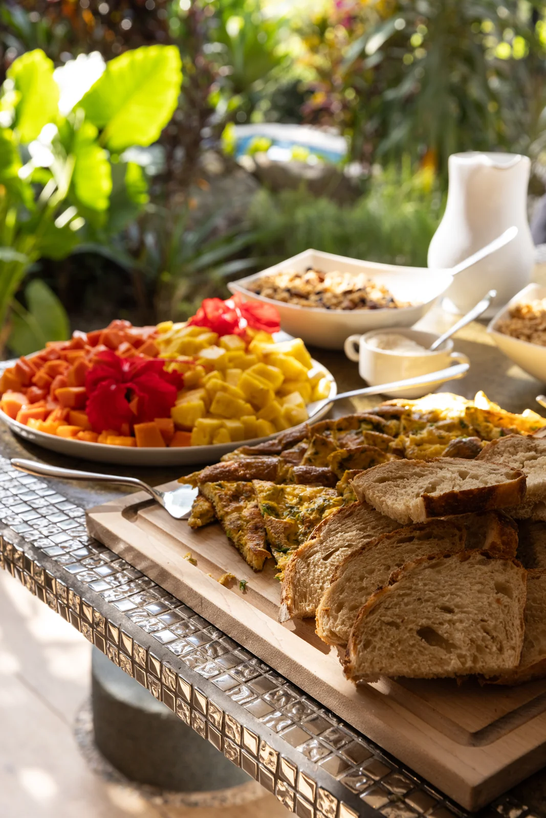 Breakfast with fresh tropical fruit