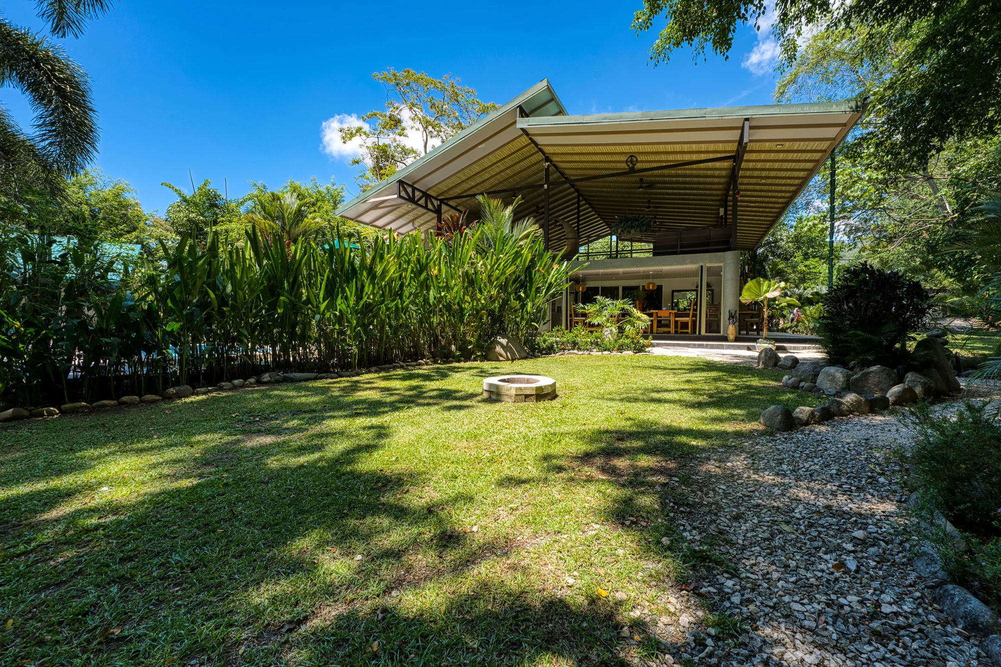 The Yoga Chalet and garden lawn